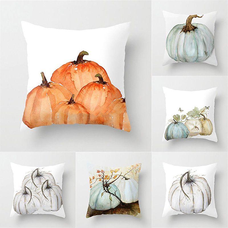 Classic Watercolor Pumpkin Cushion Cover Pillow Case For Timeless Halloween And Thanksgiving Decor
