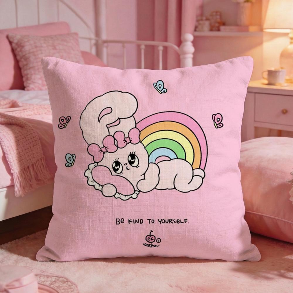Cute EEsther Bunny Pink Cushion Cover Premium Comfort Reversible Pillow Cove Two in One Design for Any Room  Car Interior