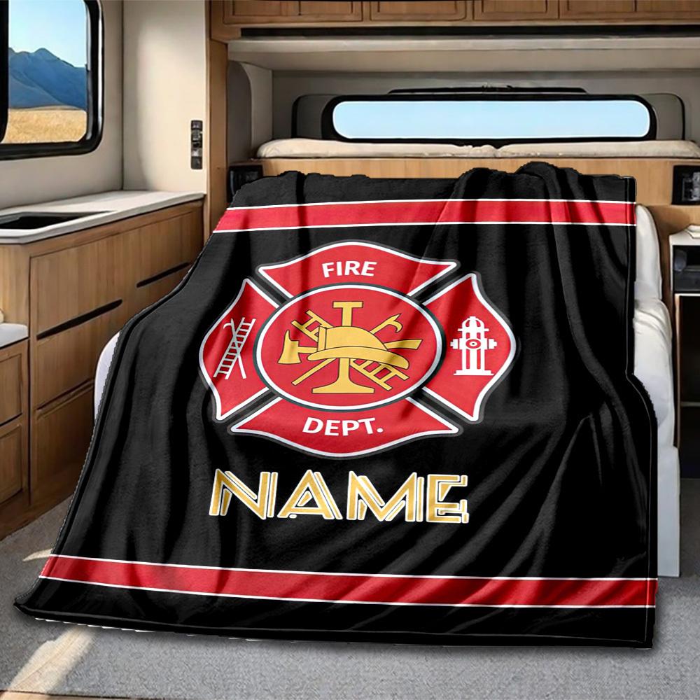 Fire Department Maltese Cross Customize Your Name Rv Blanket Comfortable Soft Lightweight All Season Multi Purpose Blanket For Travel Camping Picnics