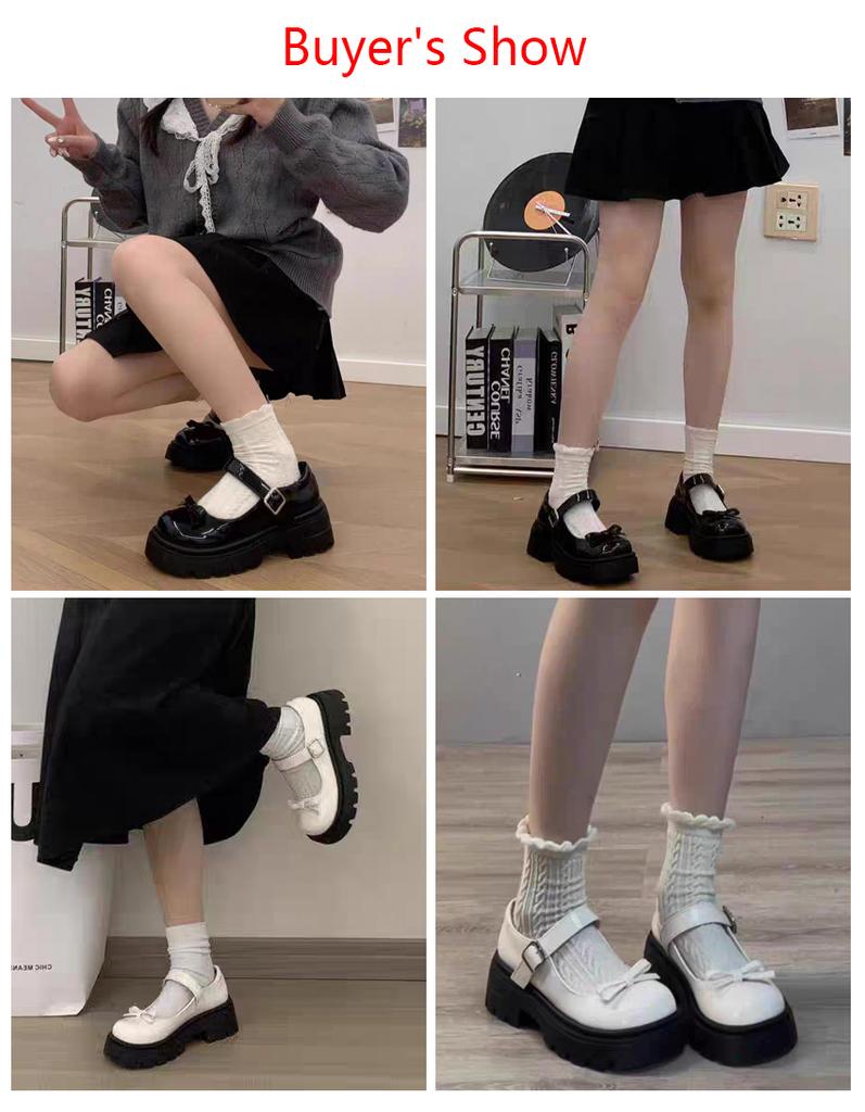 Classic Beige Platform Shoes Leather Oxford Shoes Women Bow Thick Sole Lolita Shoes Ladies Punk Gothic Shoes JK Uniform Shoes