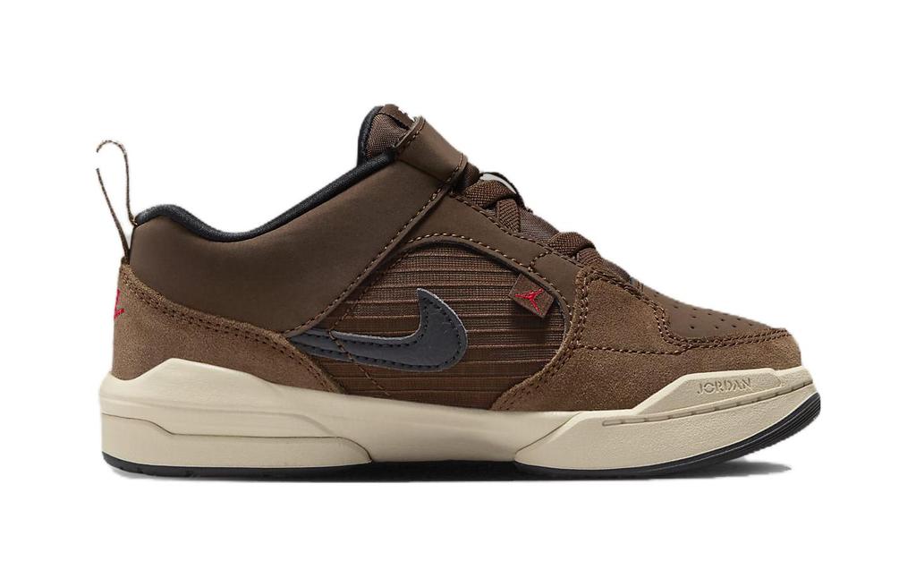 Jordan Air Jordan 1 Кожаные Универсальные Противоударные Низкие Детские Повседневные Кроссовки Коричневые Дети Возраст 3-7 Лет DX4398-200