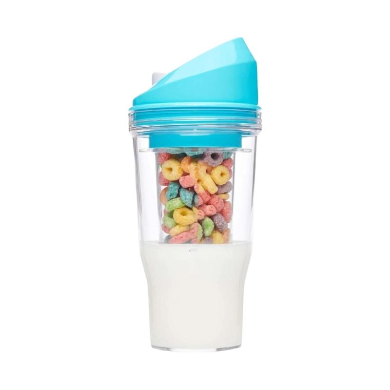 Cereal Milk Separators Cup For Outdoor Travel Breakfast Container With Double Compartments Leakproof Oatmeal Cup