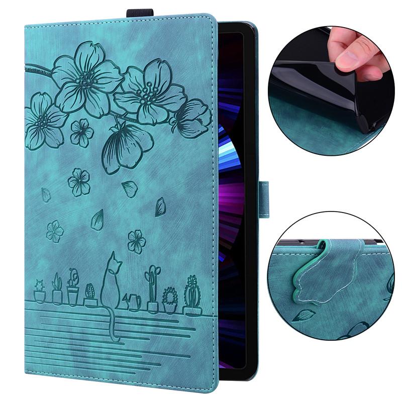 Чехол для Samsung Galaxy Tab A9 Plus 11 дюймов 2023 чехол с тиснением 3D Flower Cat Wallet Stand Cover для Galaxy Tab A9 Plus чехол Funda