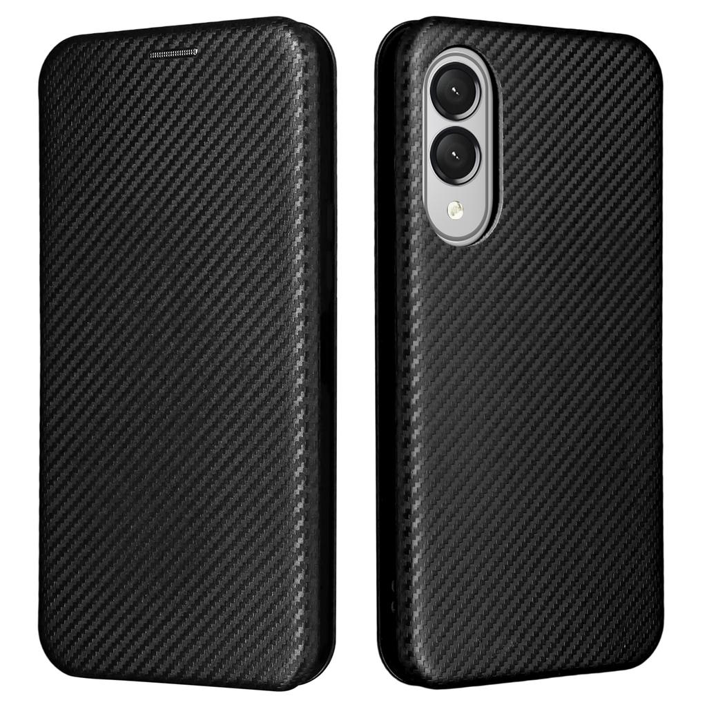 For Samsung Galaxy S25 Edge Case Carbon Fiber Texture Drop-Proof PU Leather Phone Cover