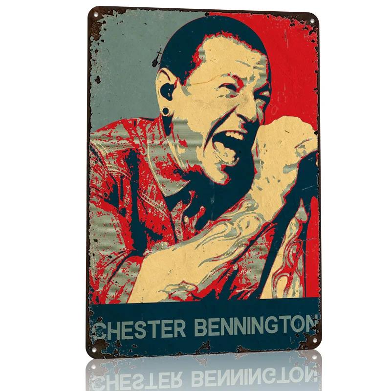 Chester Bennington Personalized D Textured Metal Poster Wall Art Vintage Tin Signs for Home Decoration Gaming Wand Deko House