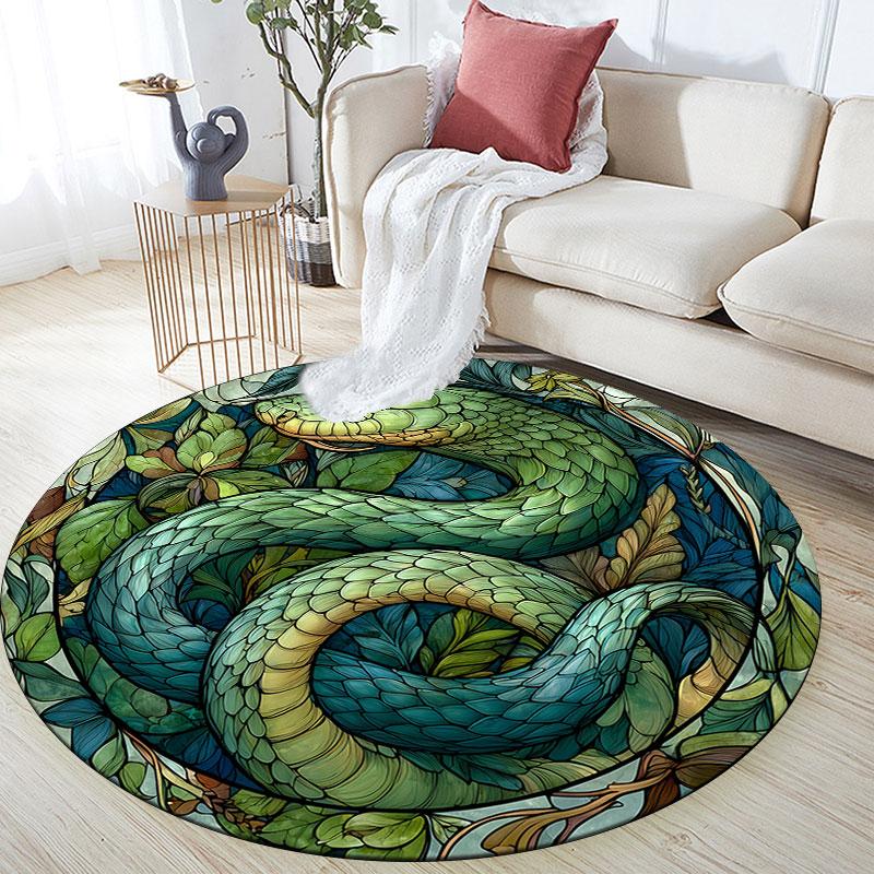 Snakes & Green Dragons pattern round rug,Carpet Rug for Living Room Bedroom Playroom ,Non-slip Floor Mat,Holiday Gifts and Birthday Gifts.