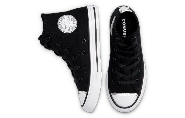 Converse Кеды Chuck Taylor All Star Удобные Высокие Детские Холщовые Черные Подростковые 668431C