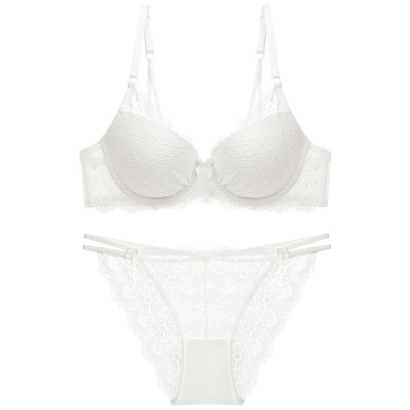 A B C Cup Bra Women's Underwear Sexy Lace Bra Deep V Push-up Bra Adjuster Bra Set