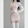Women's Korean-Style Three-Piece Suit: Layered Sweater Vest + Hip Skirt Spring Outfit