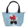DIVA Rose Women's Large Capacity Denim Tote BagShoulder Bag, 2-Way Design, Crossbody Bag, Sunglasses Girl (Light Blue)