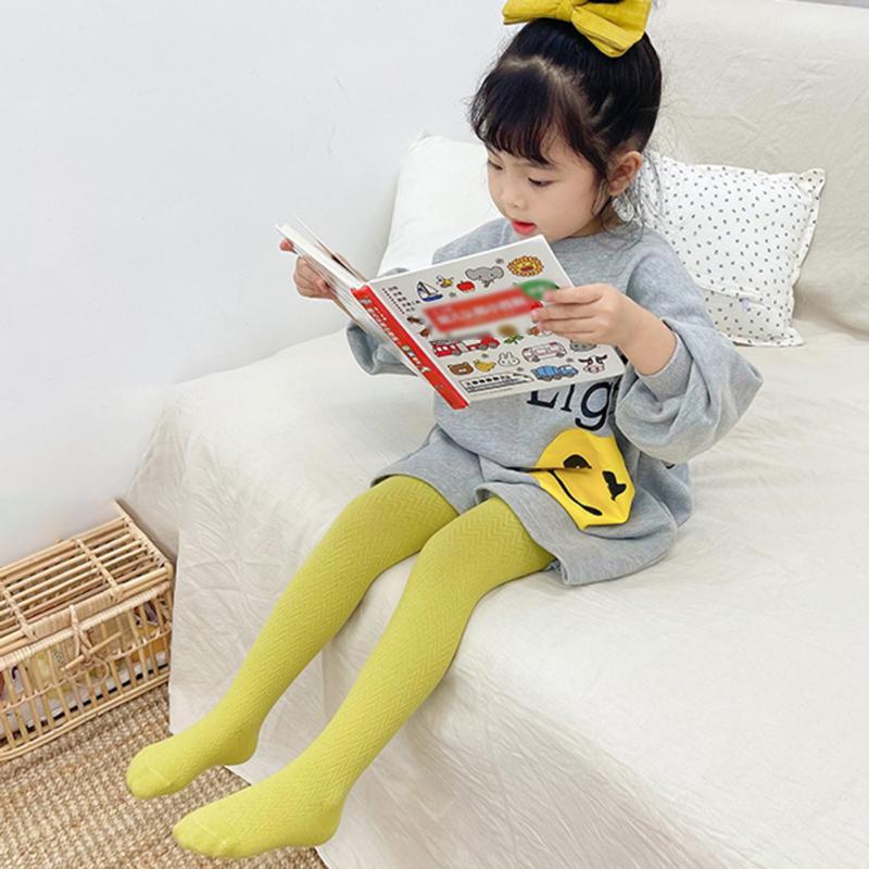 Колготки для девочек, однотонные, с волнистым узором, детские колготки из чесаного хлопка, эластичные колготки для танцев