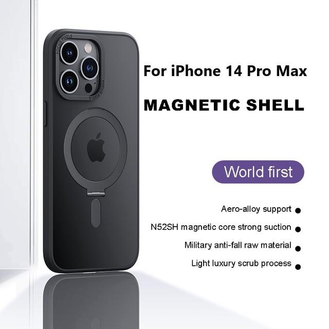Матовый прозрачный чехол для Iphone 14 Pro Max с кольцевым держателем, магнитный чехол для телефона 11 12 13 14 Pro Max с поддержкой беспроводной зарядки