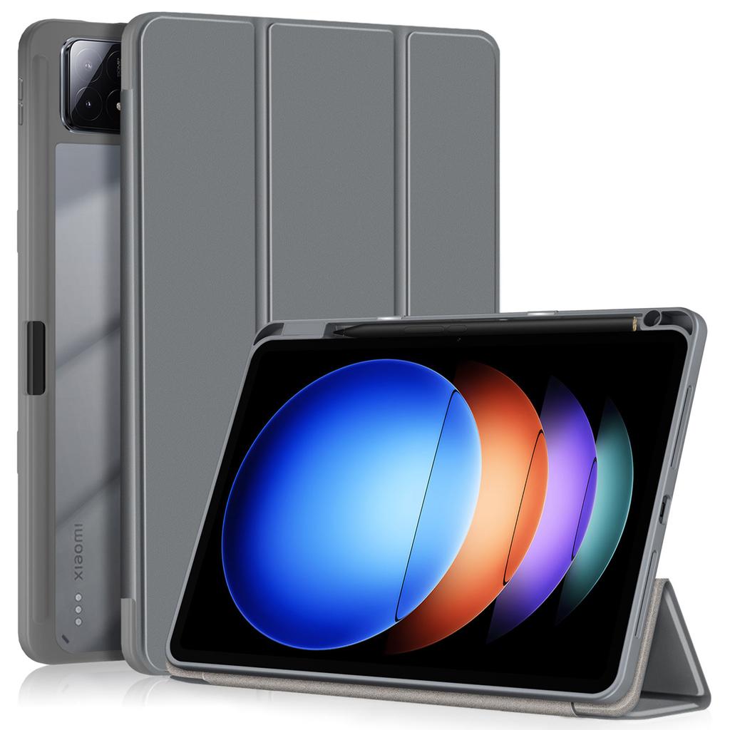 Для Xiaomi Pad 6S Pro 12.4 Чехол Тройная подставка Кожа PU Чехол для планшета со слотом для стилуса