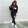 Hot Women's Hooded Pants Love Printed Sportswear Autumn and Winter Two Piece Sweatshirt Sweatpants with Pockets Sweatshirt Set