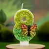 Green Butterfly Birthday Candles 0-9 Number Original Birthday Candles Soywax Glitter Birthday Candle