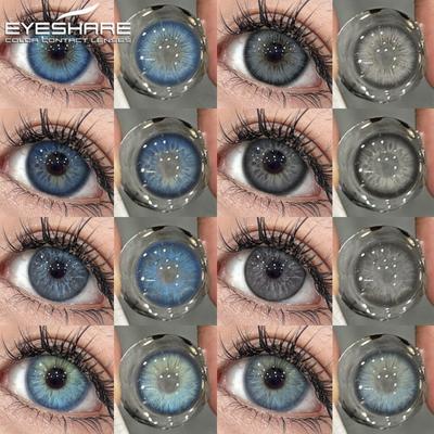 1 пара синих контактных линз для глаз, натуральные цвета 14,5 мм, серые, цветные, косметические, годовые