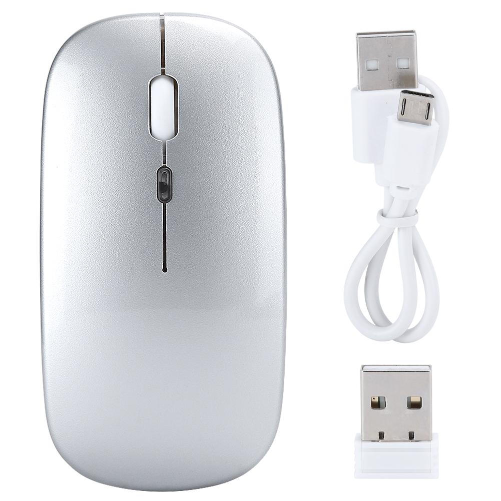 Wireless Mouse 2.4G Rechargeable USB Wireless Gaming Mouse with LED Colorful LightSilver