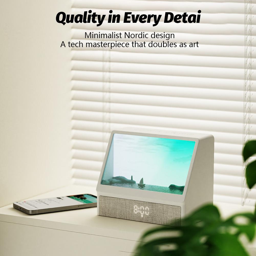 Будильник с восходом солнца, ночником, белым шумом, звуками природы для сна, BT-музыкой, светом для пробуждения, диммируемой атмосферной лампой