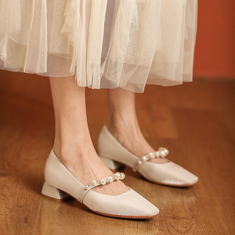 Туфли Мэри Джейн с квадратным носком на низком каблуке в стиле принцессы, женские, 2024 г., новые модные повседневные однотонные женские туфли летнего времени