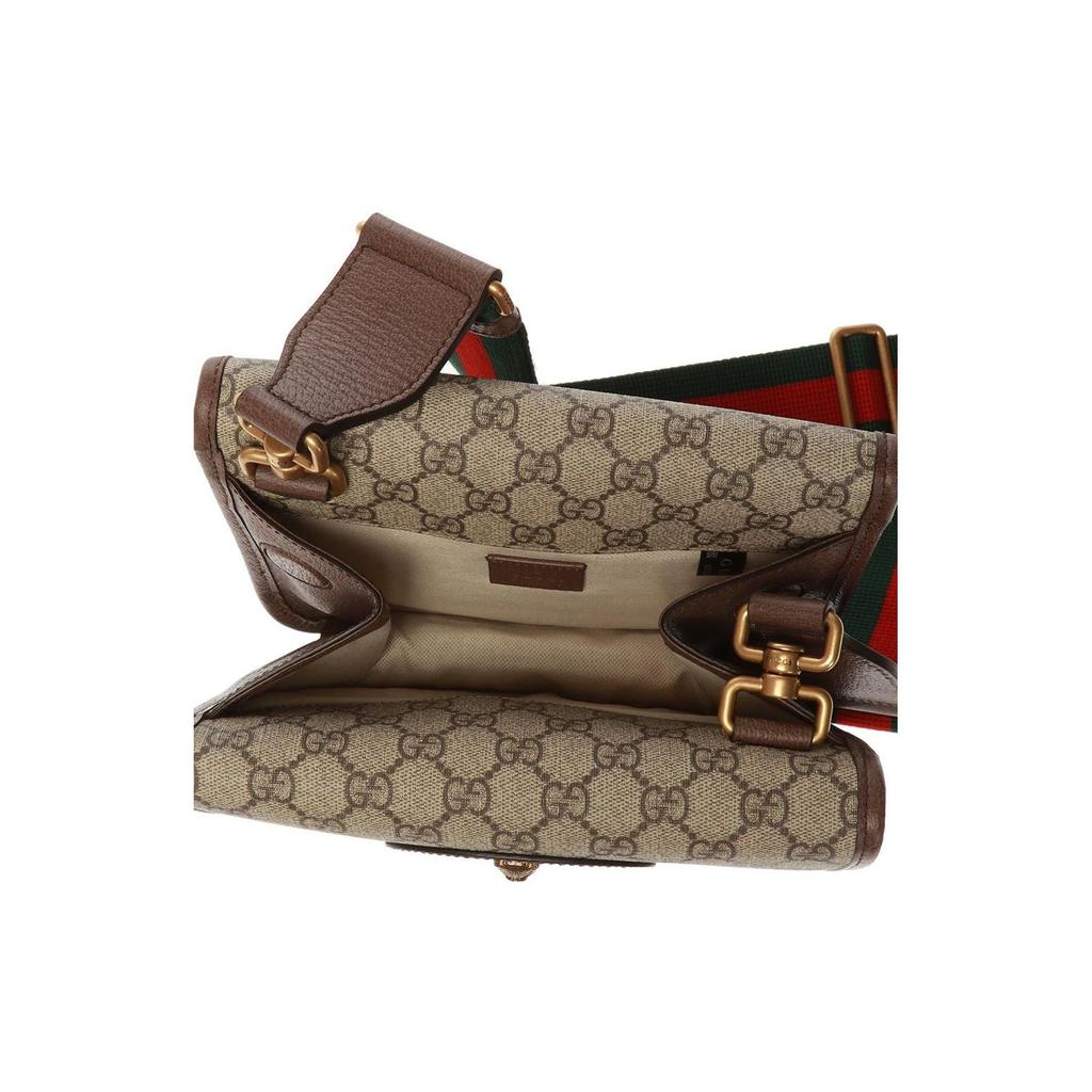 Gucci Сумка через плечо Gucci GG Supreme с двусторонним дизайном и изображением головы тигра, на магнитной застежке, из канвы с отделкой из кожи, маленькая, унисекс, 501050-9C2VT-8745
