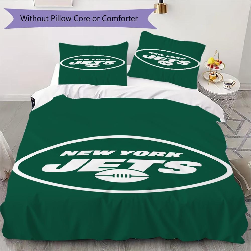 New York Jets Pattern Bedding uilt Set uilt Cover Pillowcase Home Decoration Birthday Gift (1*duvet cover + 2*pillowcase without core)