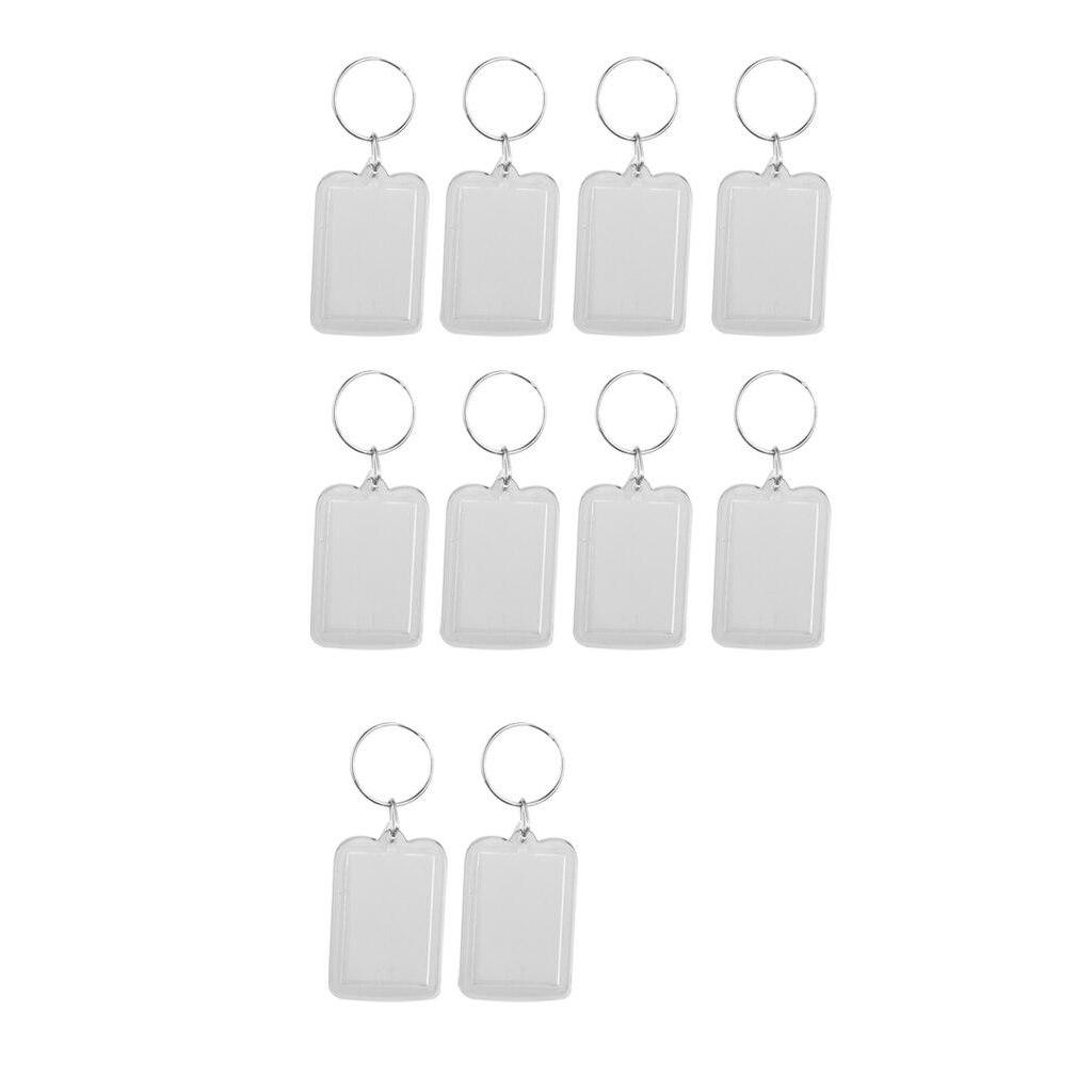 10 шт., акриловые пустые прозрачные брелоки, прямоугольный держатель для фотографий, брелок 38x25 мм
