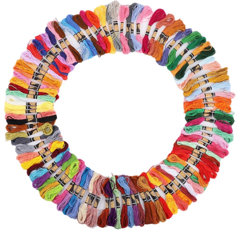 100pcs Polyester Cotton Cross Stitch Floss Rainbow Color Bracelet Yarn Embroidery Thread  Embroidery