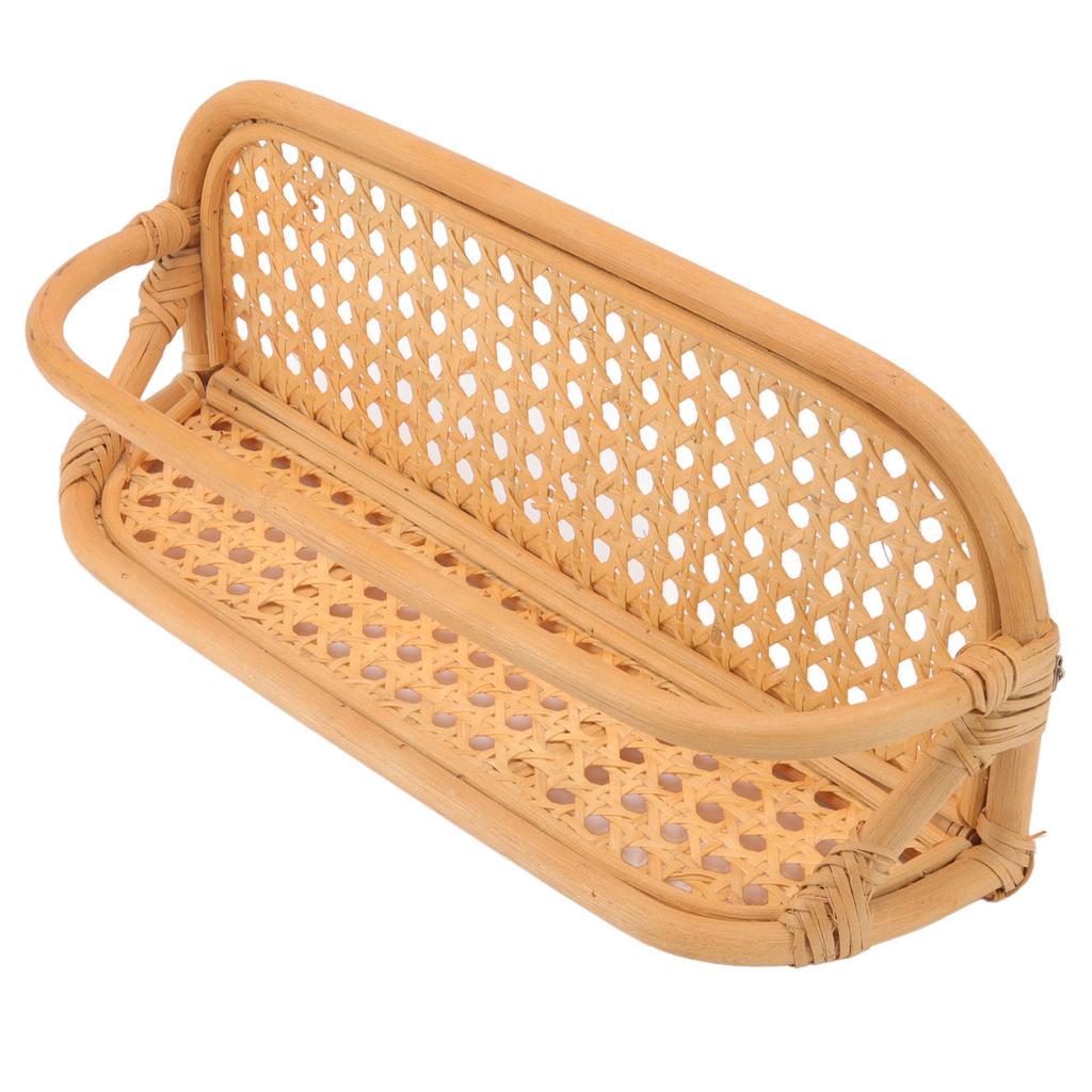 Rattan Wall Shelf Hand Crafted Durable Natural Rattan Hanging Rack Wall Storage Shelf for Bathroom