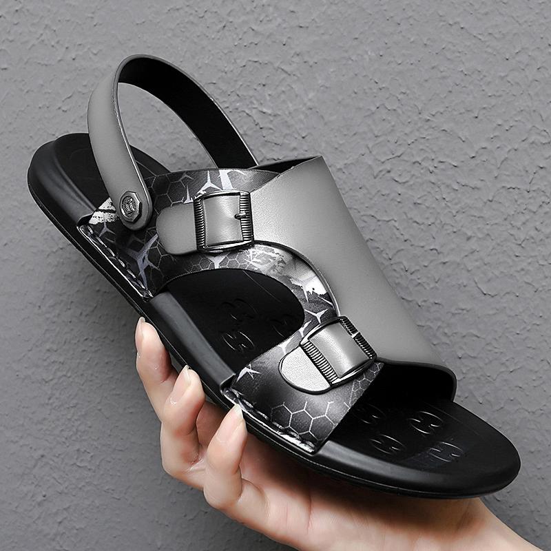 Мужские высококачественные удобные сандалии из натуральной кожи, пляжные сандалии, мужские кожаные летние сандалии 2024 года, мягкие легкие мужские летние сандалии-тапочки