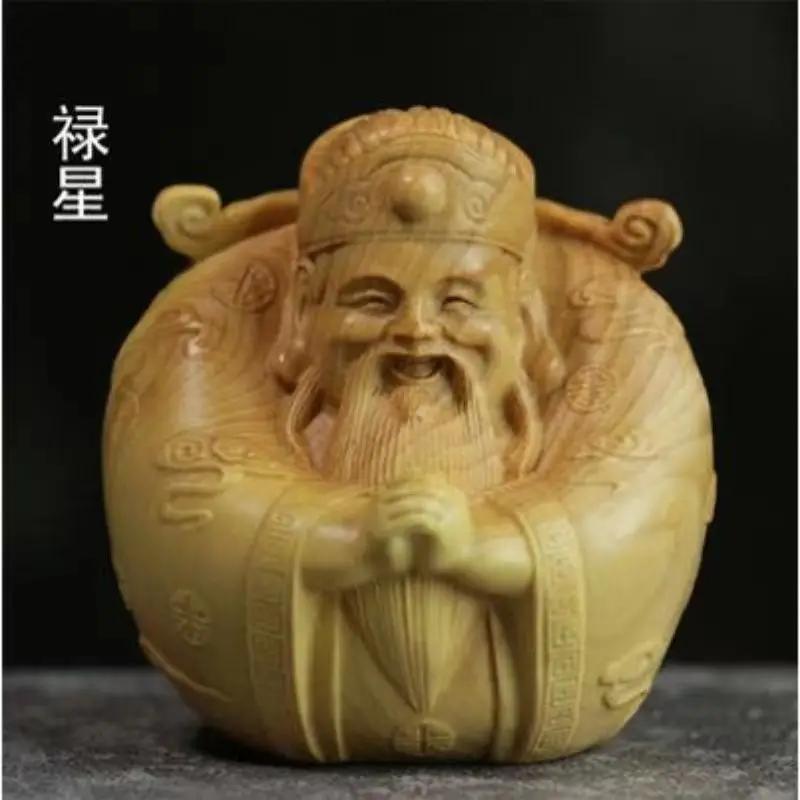 1 шт., резьба по дереву из скального кипариса, украшения, ремесла, украшения для дома, молитва о благоприятных подарках, статуэтка в китайском стиле