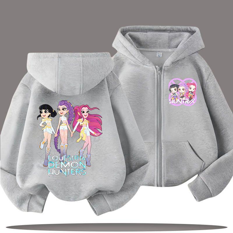 KPop Demon Hunters Zipper Hoodies for Boys and Girls, Children's Fashion Sweatshirts