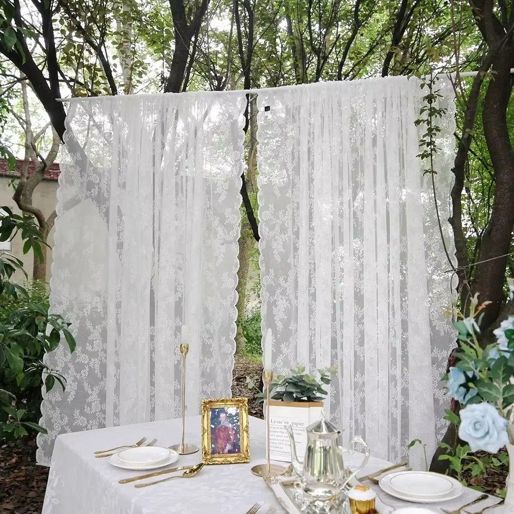 1Pcs Rod Pocket Lace Curtain 150x200cm Window Drape Shades New Sheer Curtain Living Room Decoration