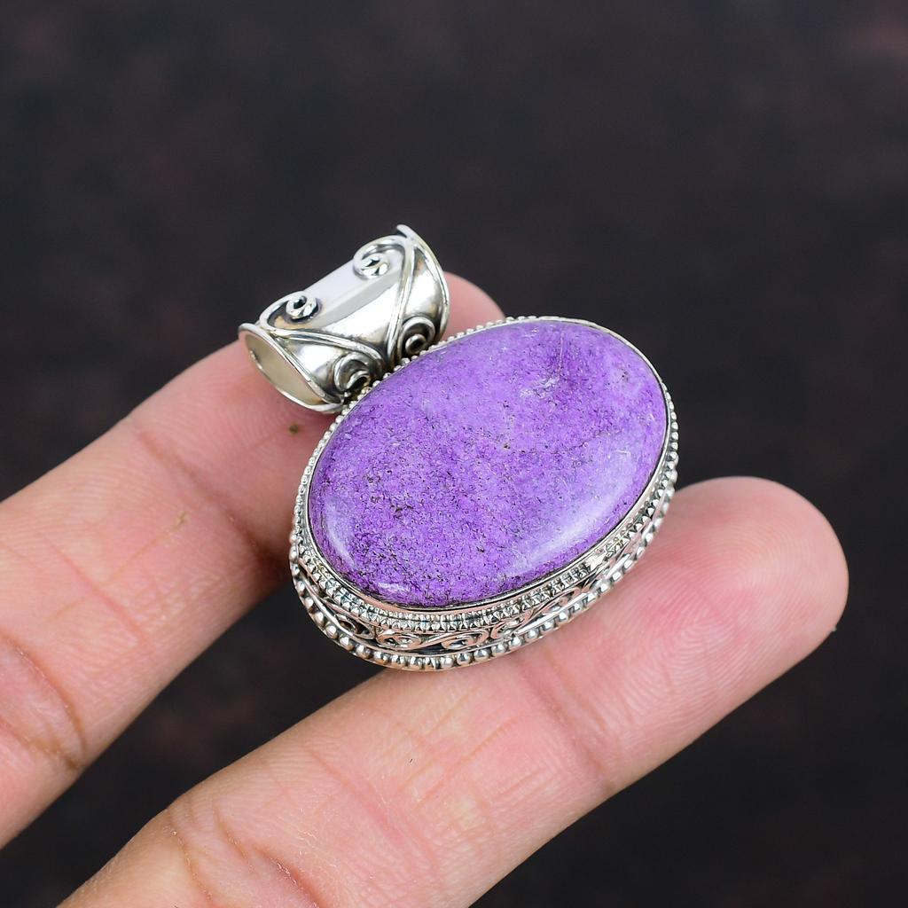 Purpurite Pendant Genuine Gemstone Pendant 925 Sterling Silver Pendant Dainty Vintage Pendant Handmade Jewelry Gifts For Mom Stylish Pendant