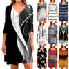 Women's  Casual Loose Comfortable Print V-Neck 3/4 Sleeve Dress