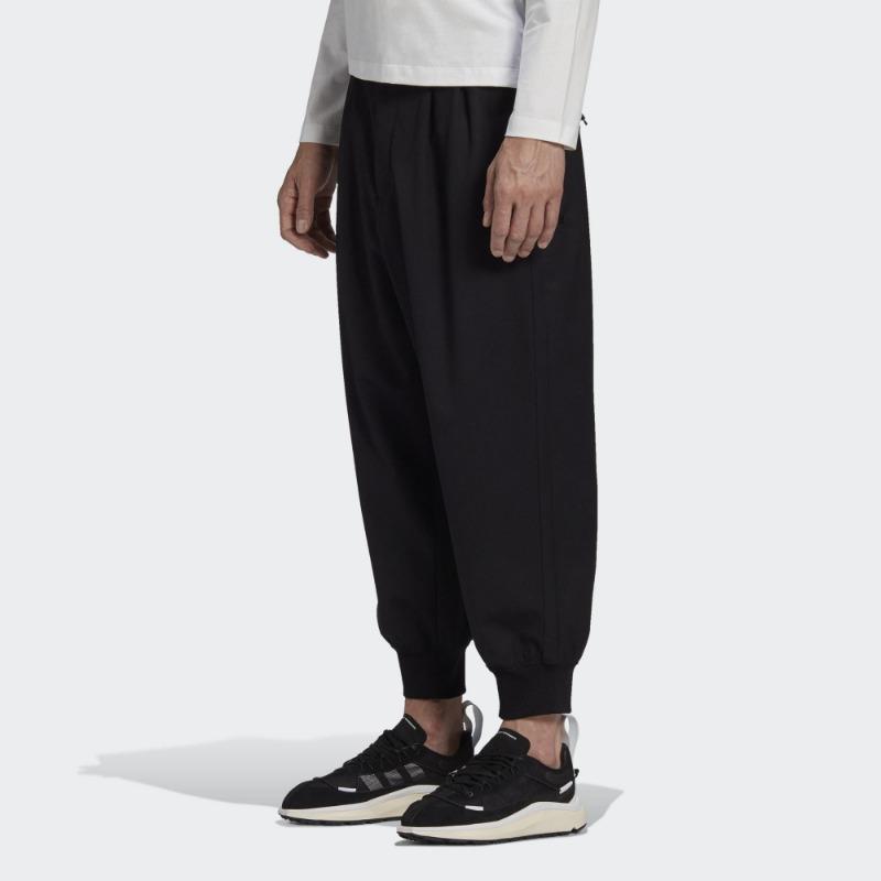 Y-3 Черные мужские брюки из изысканной шерсти с манжетами GK4567