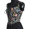 Women's Vest Printed Bra Retro  Front Strap U-neck Leaf Print