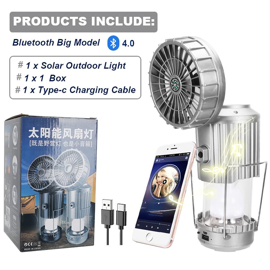 3 In 1 Outdoor Fan Light LED Solar Multifunction Camping Lamp Portable Rechargeable USB Electric Fan Camping Light Outdoor Tools