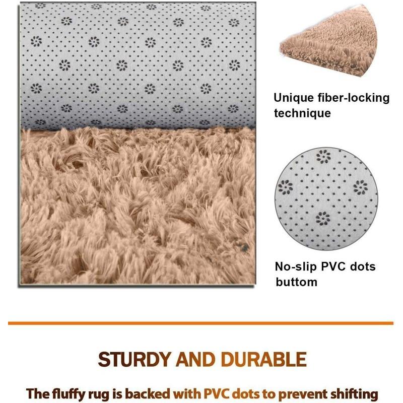 Inyahome Girls Kids Shaggy Fuzzy Soft Carpet Plush Bedside Area Rug Indoor Floor Room Carpet for Teen Dorm Christmas Home Decor