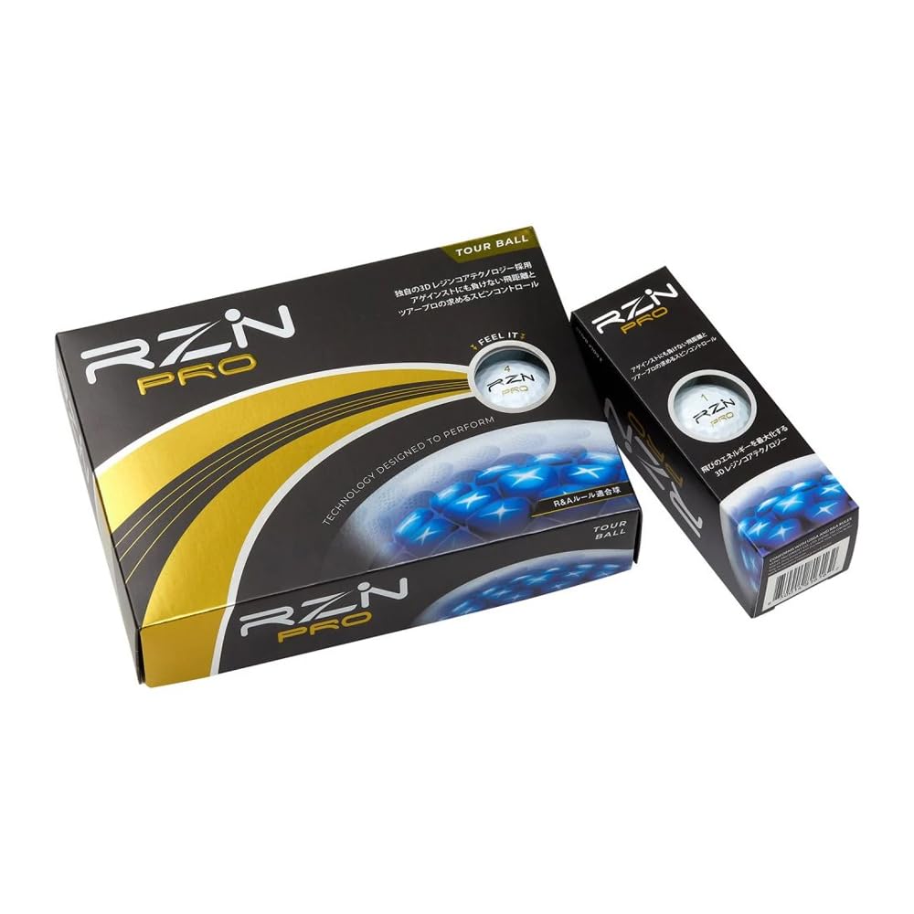 Мячи для гольфа RZN Golf, PRO-BOX из 4 штук, 1 дюжина (12 Шариков), RZN Golf, Официально распространяется в Японии, Белый