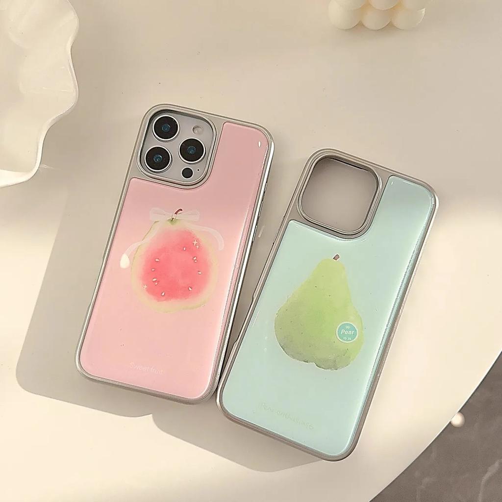 Чехол для телефона 'Коллекция мультяшных фруктов' для iPhone 17 16e 16 15 14 13 12 11 Air Pro Max X XR XSMAX 8 7 Plus Роскошный прозрачный мягкий чехол