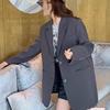 Женский серый пиджак: Высококачественная повседневная куртка в корейском стиле для миниатюрных женщин, весна/осень 2025