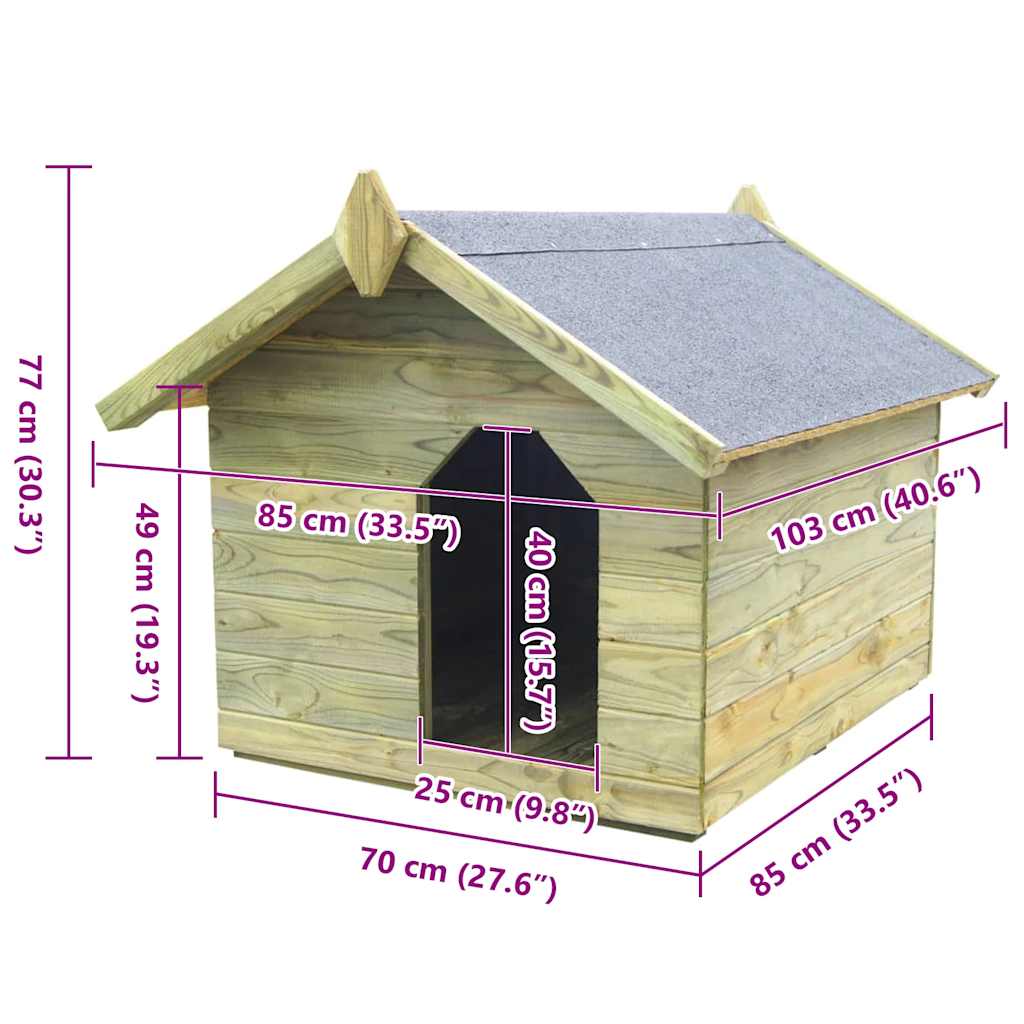 Dog House with Roof Impregnated Pine Wood