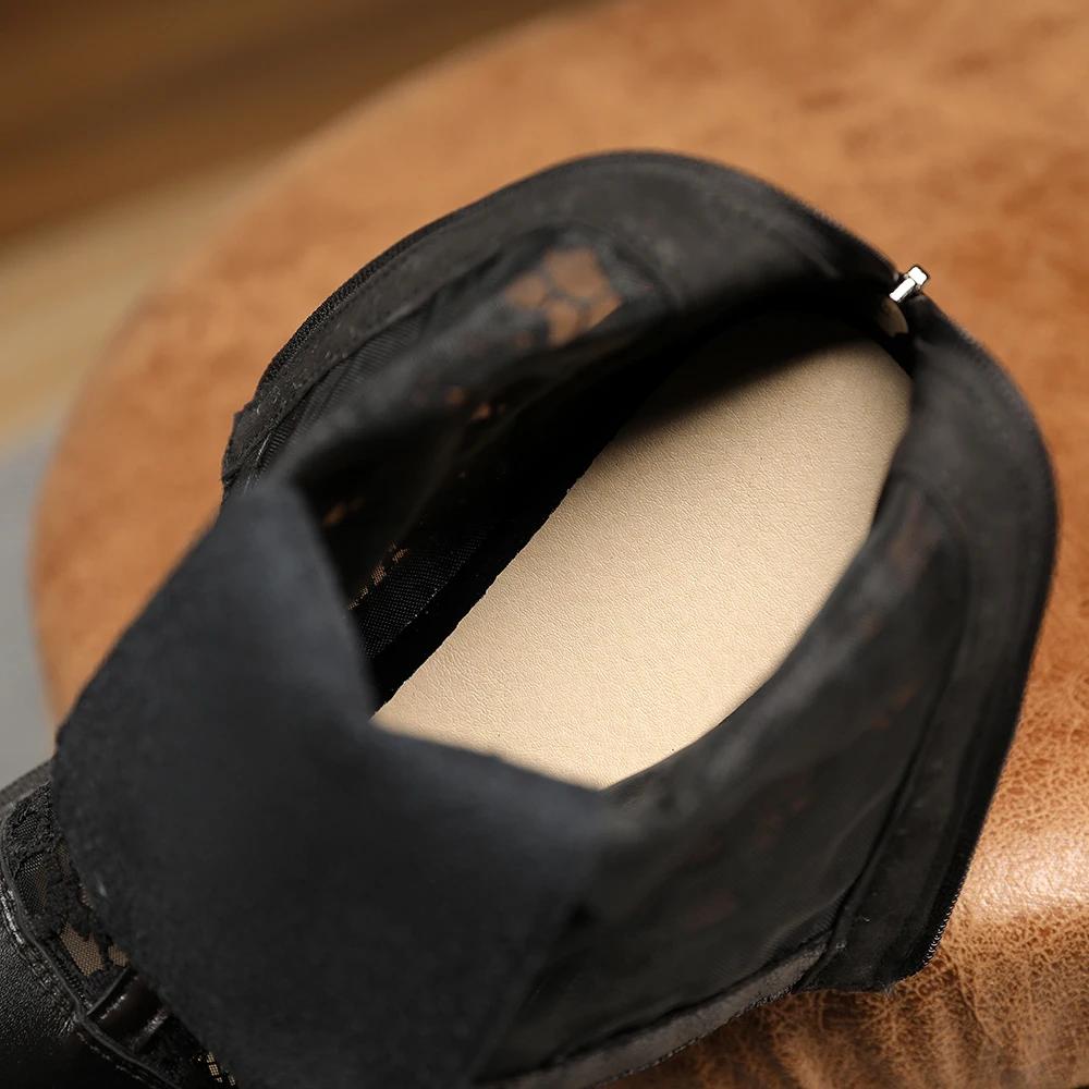 Мода 2025 Новые Женские Ботинки Дышащая Кружевная Сетка На Шнуровке Панк Готика Ботильоны Обувь на Платформе Женские Летние Сапоги Женский Размер 35-45