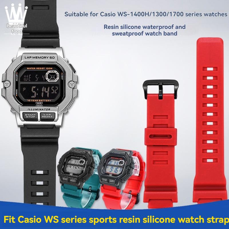 Для Casio Маленькие Квадратные Часы Серии WS-1400H/1300H/WS-1700H W-737H Спортивный Резиновый Ремешок из Смолы Мужской и Женский Силиконовый Браслет