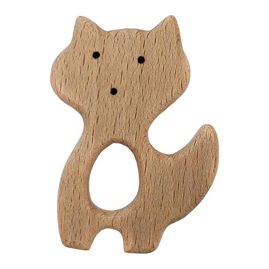 Деревянные детские прорезыватели Игрушки Натуральный бук Жевательные игрушки для младенцев Развивающие кольца для прорезывания зубов в форме животных