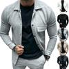 Autumn Casual Heavyweight Twill Lapel Long-sleeved Top European and American Single-breasted Men's Solid Color Slim-fit Jacket