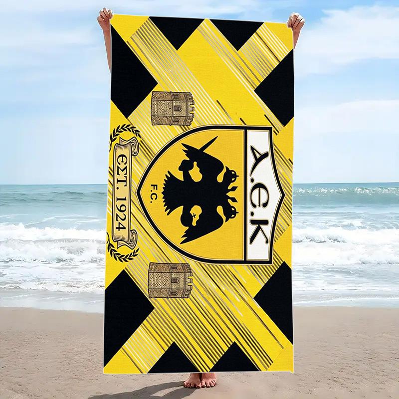 Пляжное полотенце с принтом AEK FC, большое, мягкое, быстросохнущее, для пляжа, кемпинга, плавания