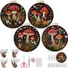 1pc Mushroom and Floral Pattern Embroidery DIY Fabric Craft Kit with Tools
