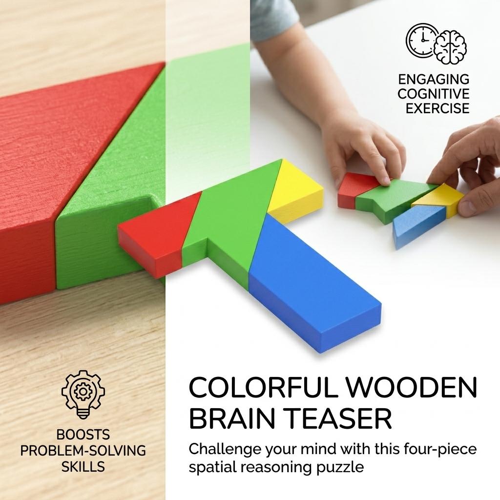 Wooden-T Puzzle Brain Teaser Game For Adults And Students Durable Natural Woods Material