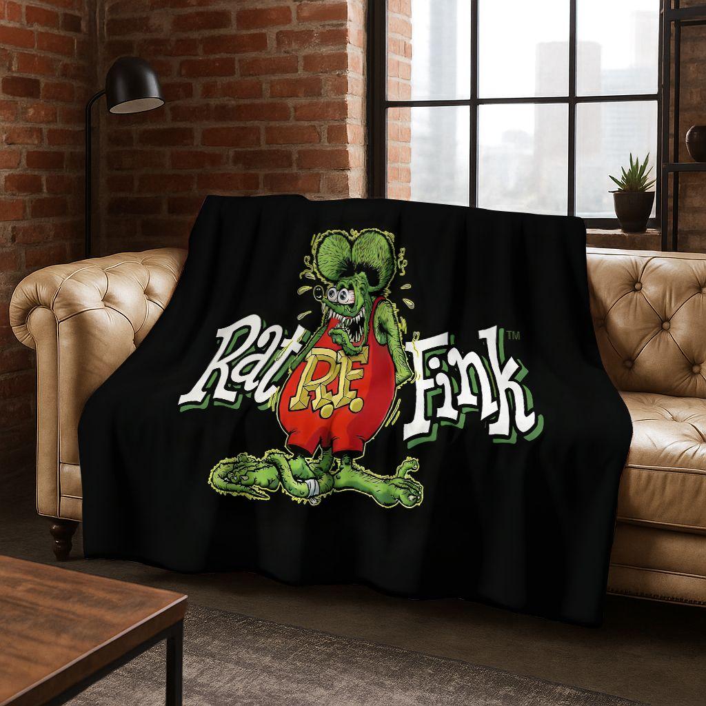 3D Бунтарский RAT FINK Автомобильный Знак Мультяшное Фланелевое Одеяло, Теплое и Уютное Мягкое Плед для Дома Спальни Кровати Дивана Покрывало для Пикника
